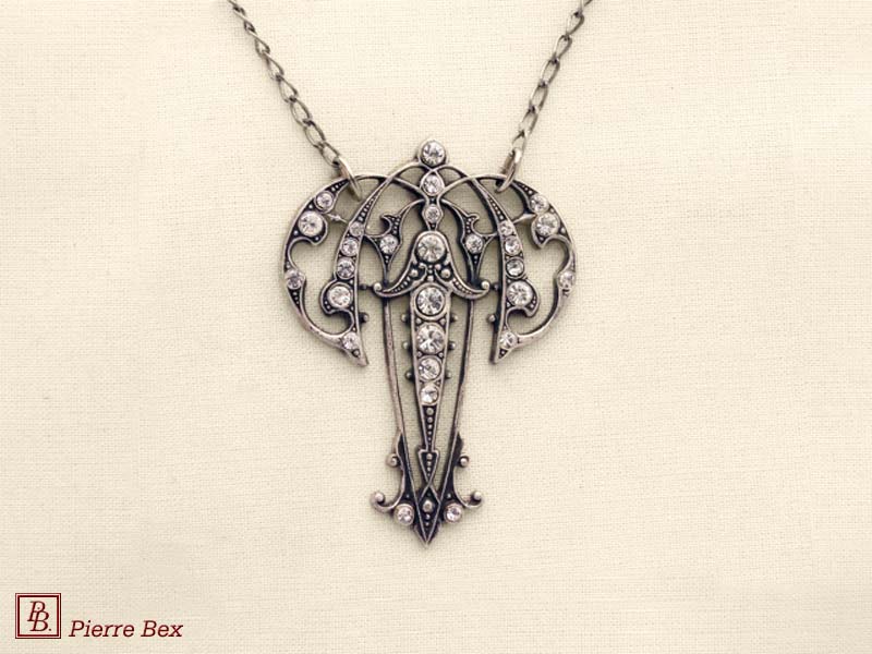 Pierre-Bex Art-Deco necklace with rhinestones 45324-12