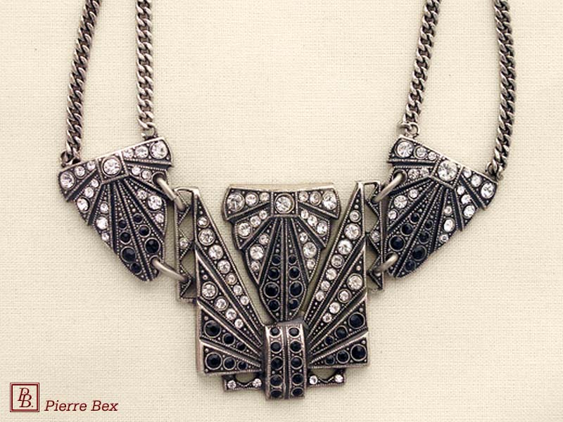 Pierre-Bex Art-Deco necklace with rhinestones 45443-07