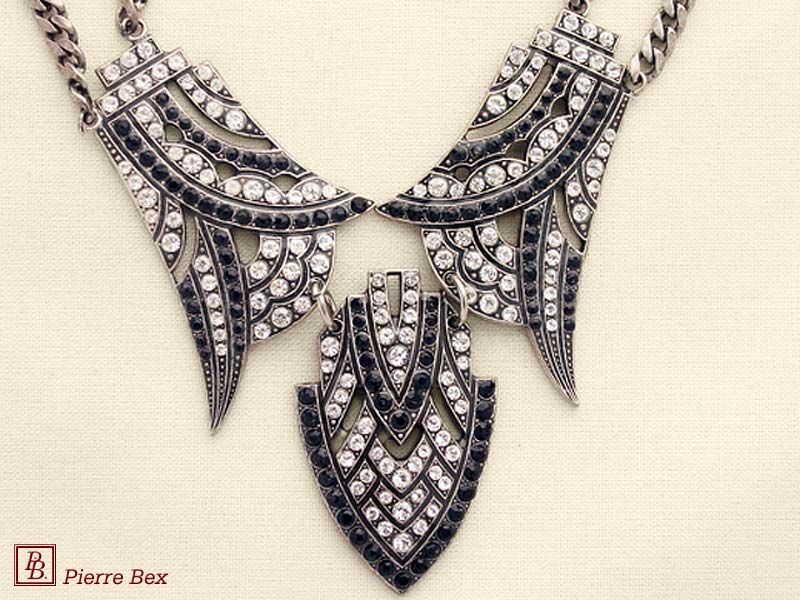 Pierre-Bex Art-Deco necklace with rhinestones 45443-08