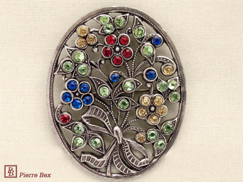 Pierre-Bex Gran broche con strass ramo de flores 45646-05