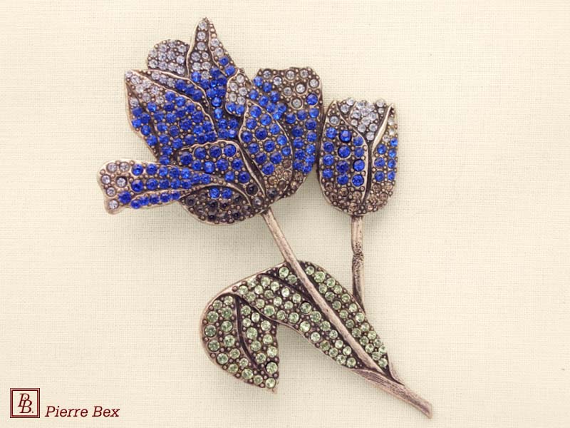 Pierre-Bex Gran broche con strass tulipán 45656-02