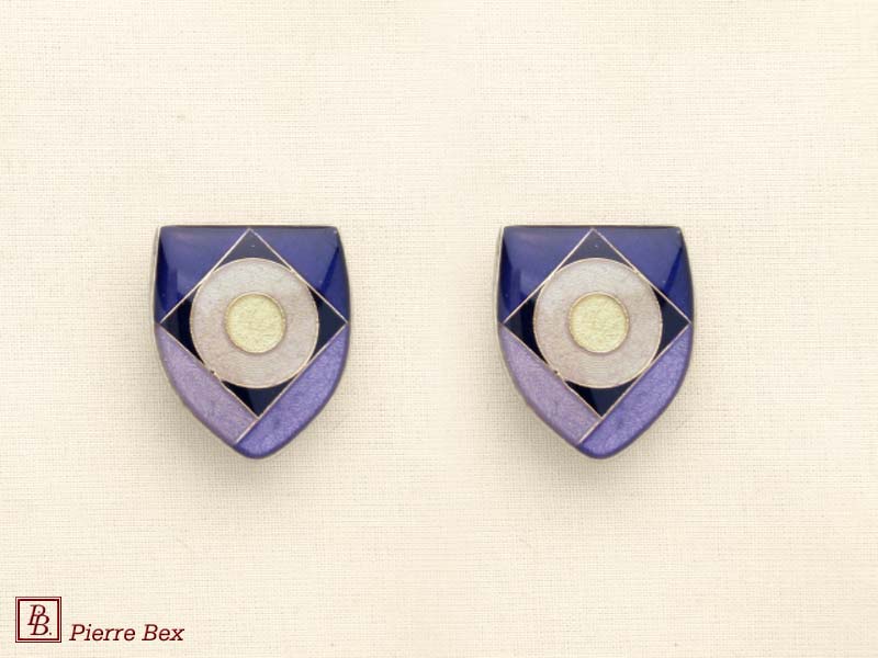 Pierre-Bex Art-Deco enamel earclips 48185-03