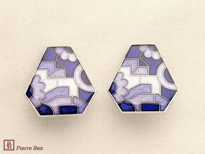 Pierre-Bex Art-Deco enamel earclips 48185-04
