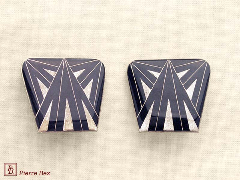 Pierre-Bex Art-Deco enamel earclips 48185-15