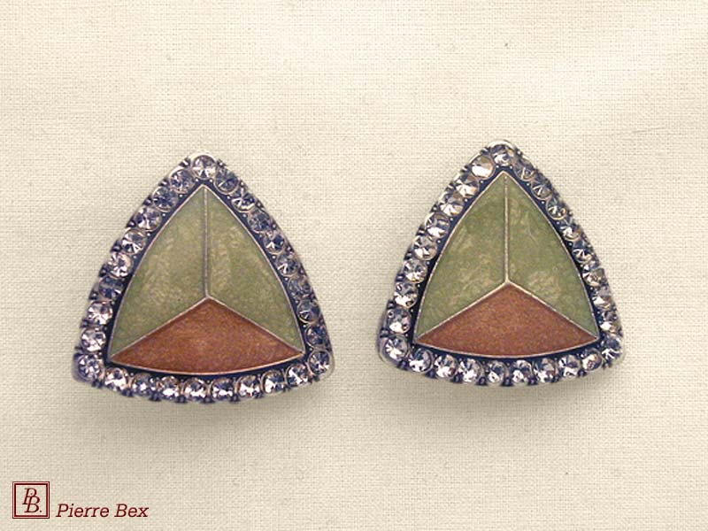 Pierre-Bex Art-Deco enamel earclips 49185-07