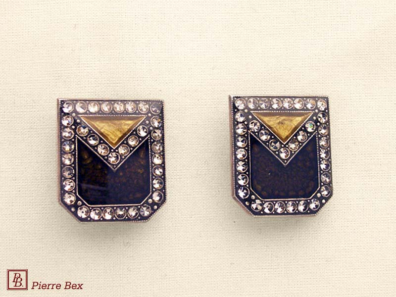 Pierre-Bex Art-Deco enamel earclips 49185-10