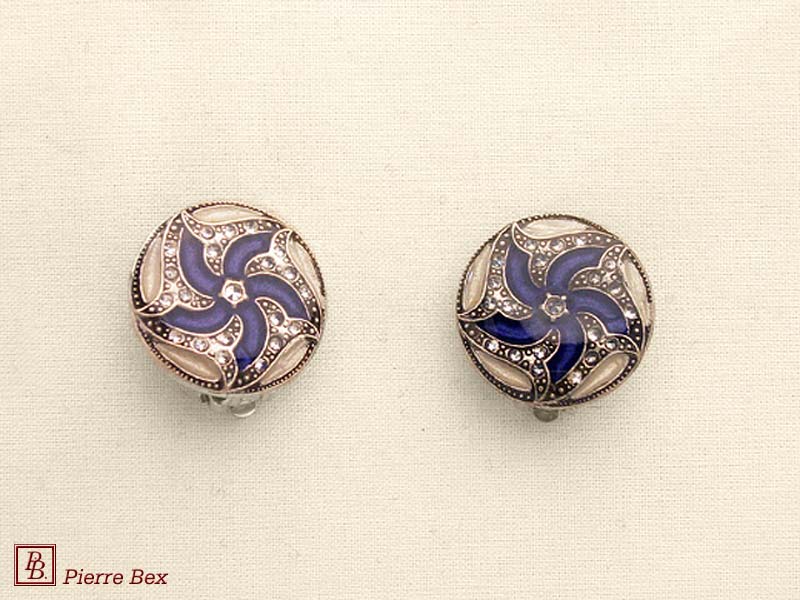 Pierre-Bex Art-Deco enamel earclips 49185-19