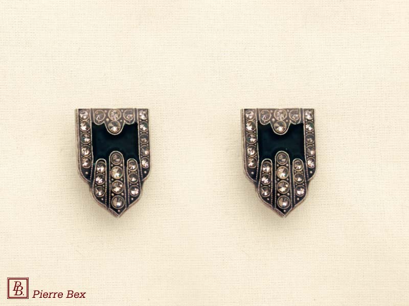 Pierre-Bex Art-Deco enamel earclips 49185-23